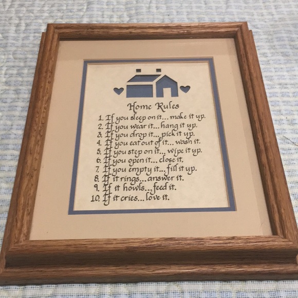Home Rules Matted in oak Frame Like NEW 12x9.5 10 if you Home Rules for everyone - Picture 1 of 6
